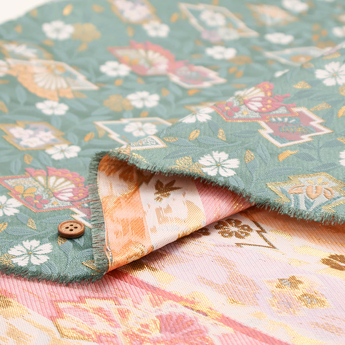 Gold Brocade (Kinran) - Matsukawabishi and Butterfly - nomura tailor