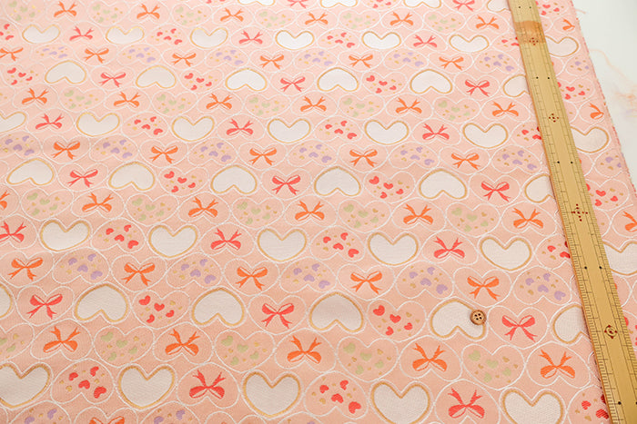 Gold Brocade (Kinran) - Heart and Ribbon - nomura tailor