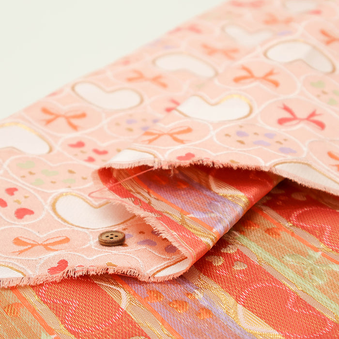 Gold Brocade (Kinran) - Heart and Ribbon - nomura tailor