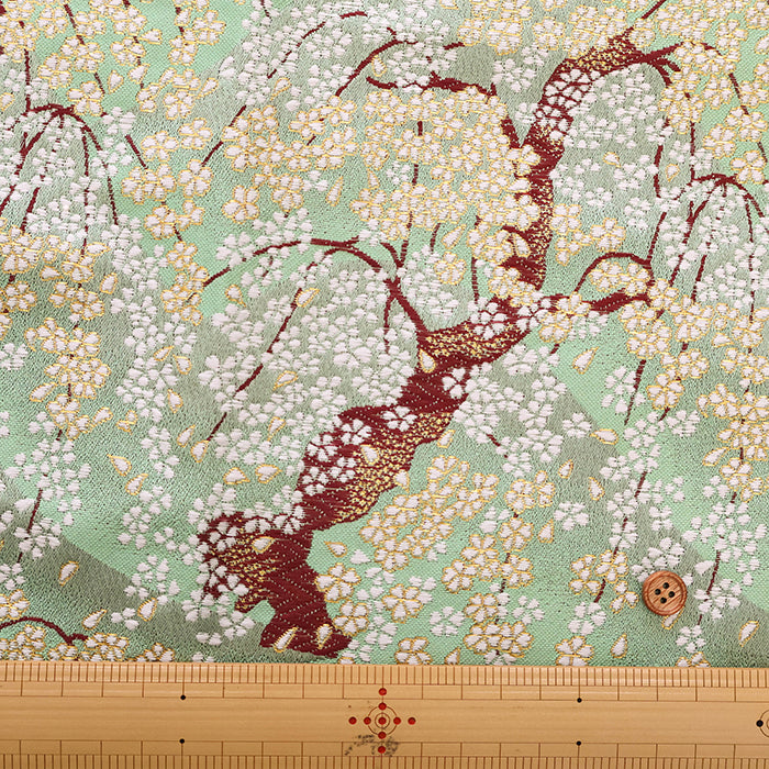 Gold Brocade (Kinran) - Weeping Cherry Blossoms - nomura tailor
