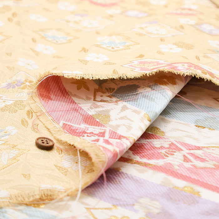 Gold Brocade (Kinran) - Matsukawabishi & Butterfly - nomura tailor