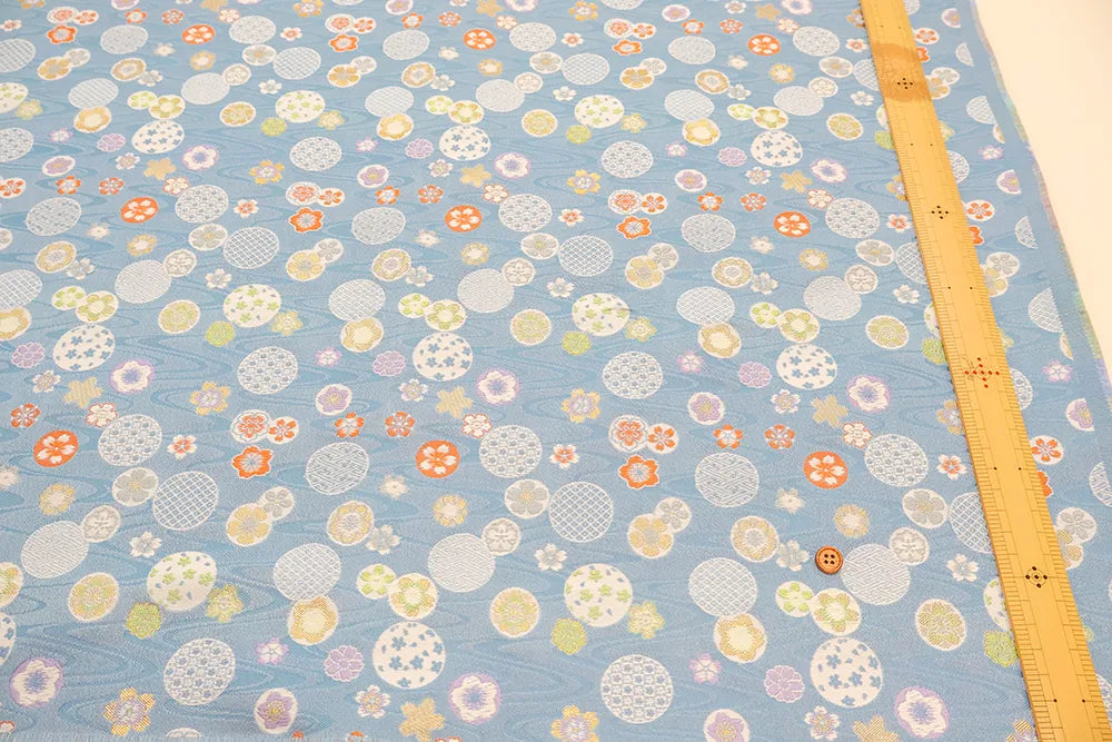 Gold Brocade (Kinran) - Flowing water with flowers - nomura tailor