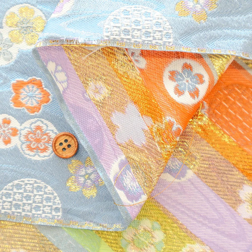 Gold Brocade (Kinran) - Flowing water with flowers - nomura tailor