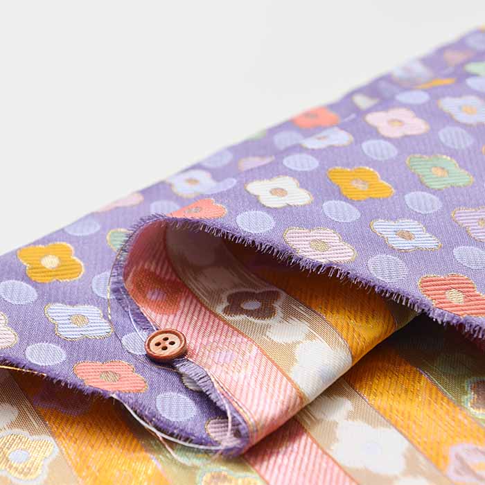 Gold Brocade Dot Plum - nomura tailor