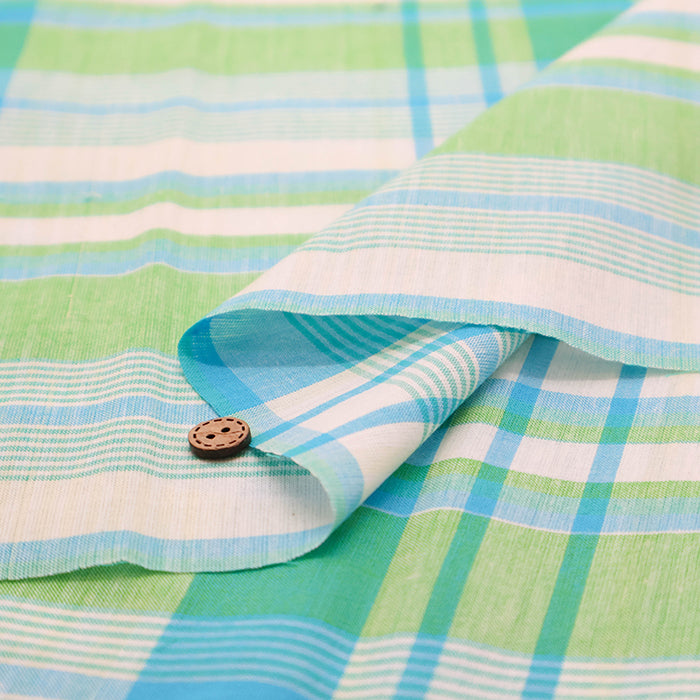 Made in India Cotton Yarn-Dyed Madras Check Fabric - nomura tailor