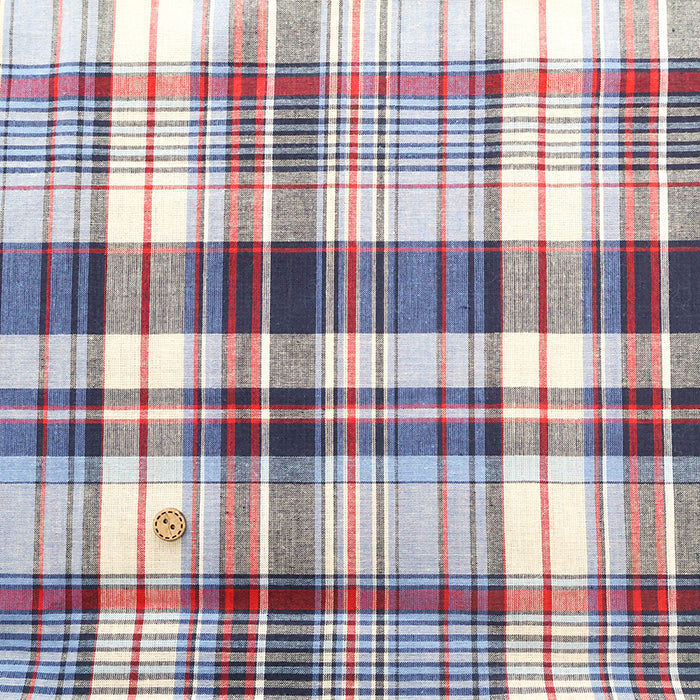 Made in India Cotton Yarn-Dyed Madras Check Fabric - nomura tailor