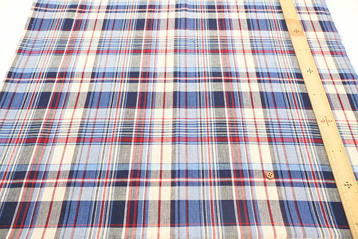 Made in India Cotton Yarn-Dyed Madras Check Fabric - nomura tailor