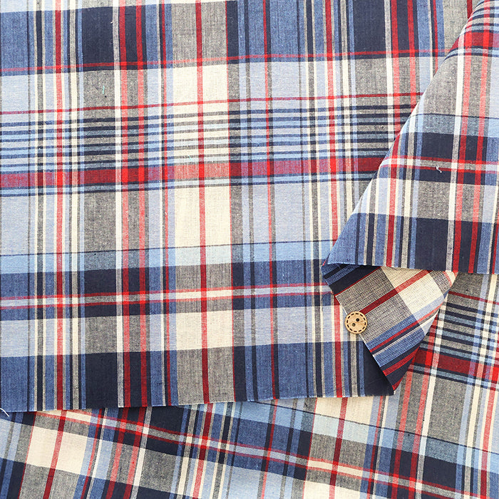 Made in India Cotton Yarn-Dyed Madras Check Fabric - nomura tailor