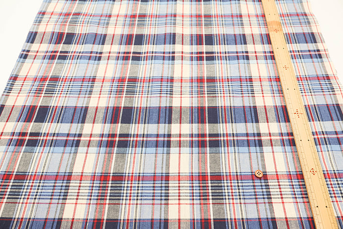 Made in India Cotton Yarn-dyed Madras Check Fabric | nomura tailor