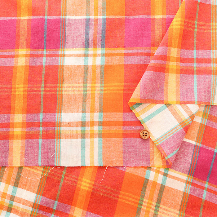 Made in India Cotton Yarn-dyed Madras Check Fabric | nomura tailor