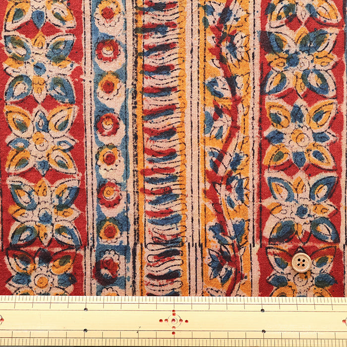 Made in India Cotton Kalamkari Printed Fabric -  Calico Stripe - nomura tailor
