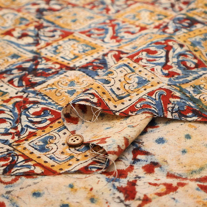 Made in India Cotton Kalamkari Printed Fabric - Calico - nomura tailor