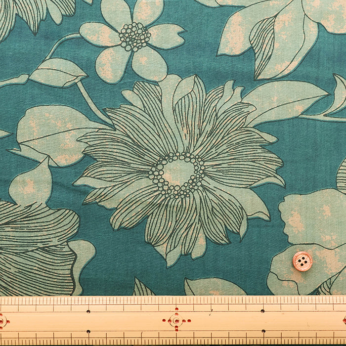 Made in India　Cotton Ethnic Blue Print Fabric - nomura tailor