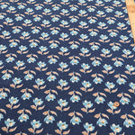 Made in India　Cotton Ethnic Blue Print Fabric - nomura tailor