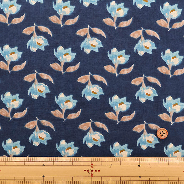 Made in India　Cotton Ethnic Blue Print Fabric - nomura tailor
