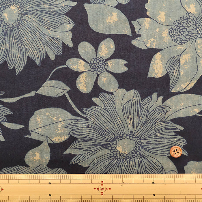 Made in India　Cotton Ethnic Blue Print Fabric - nomura tailor