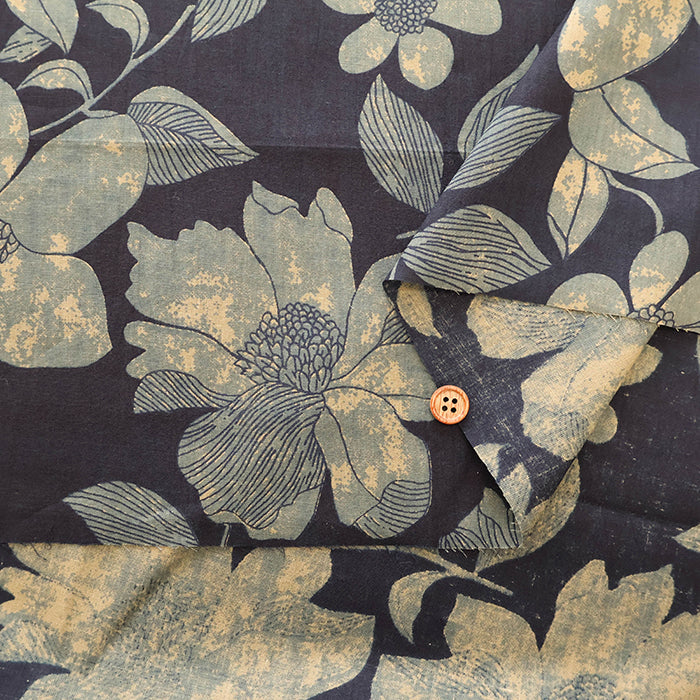 Made in India　Cotton Ethnic Blue Print Fabric - nomura tailor