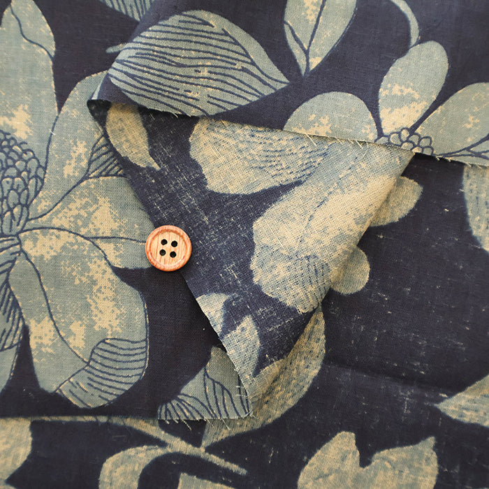 Made in India　Cotton Ethnic Blue Print Fabric - nomura tailor