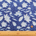 Made in India　Cotton Ethnic Blue Print Fabric - nomura tailor