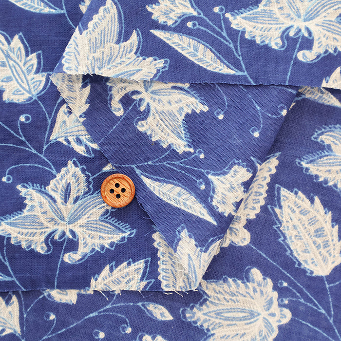 Made in India　Cotton Ethnic Blue Print Fabric - nomura tailor