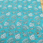 Made in India　Cotton Ethnic Blue Print Fabric - nomura tailor
