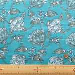 Made in India　Cotton Ethnic Blue Print Fabric - nomura tailor