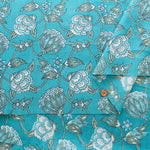 Made in India　Cotton Ethnic Blue Print Fabric - nomura tailor