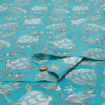 Made in India　Cotton Ethnic Blue Print Fabric - nomura tailor