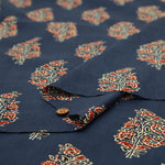 Made in India　Cotton Ethnic Blue Print Fabric - nomura tailor