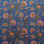 Made in India　Cotton Ethnic Blue Print Fabric - nomura tailor