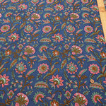 Made in India　Cotton Ethnic Blue Print Fabric - nomura tailor