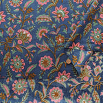 Made in India　Cotton Ethnic Blue Print Fabric - nomura tailor