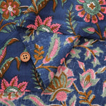 Made in India　Cotton Ethnic Blue Print Fabric - nomura tailor