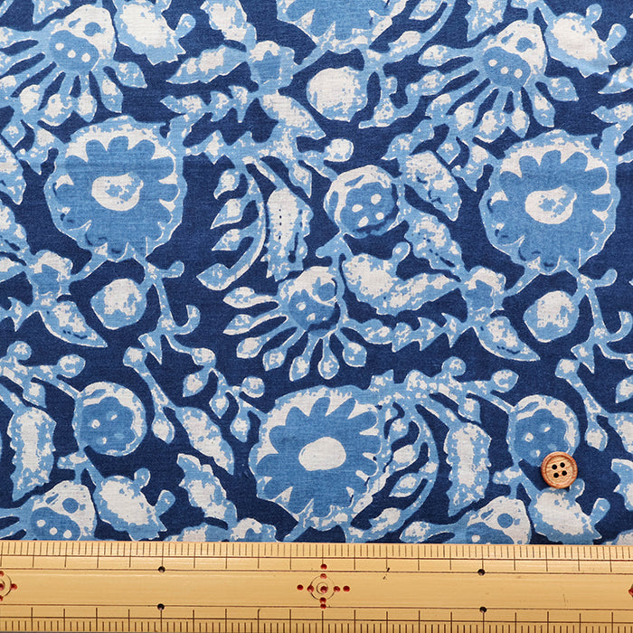 Made in India　Cotton EthnicBlue Print Fabric - nomura tailor