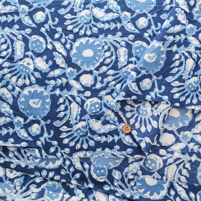 Made in India　Cotton EthnicBlue Print Fabric - nomura tailor