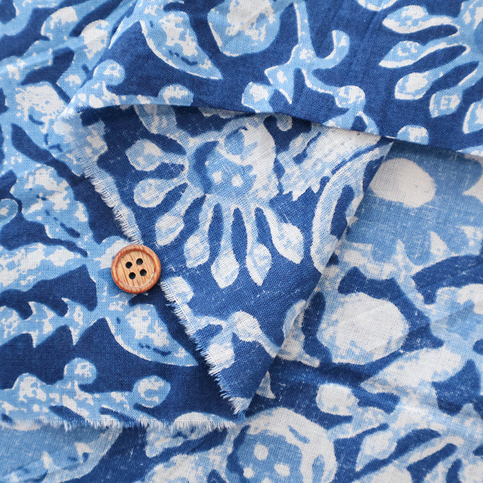 Made in India　Cotton EthnicBlue Print Fabric - nomura tailor