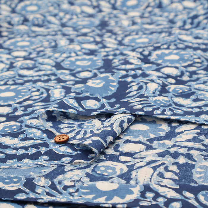 Made in India　Cotton EthnicBlue Print Fabric - nomura tailor