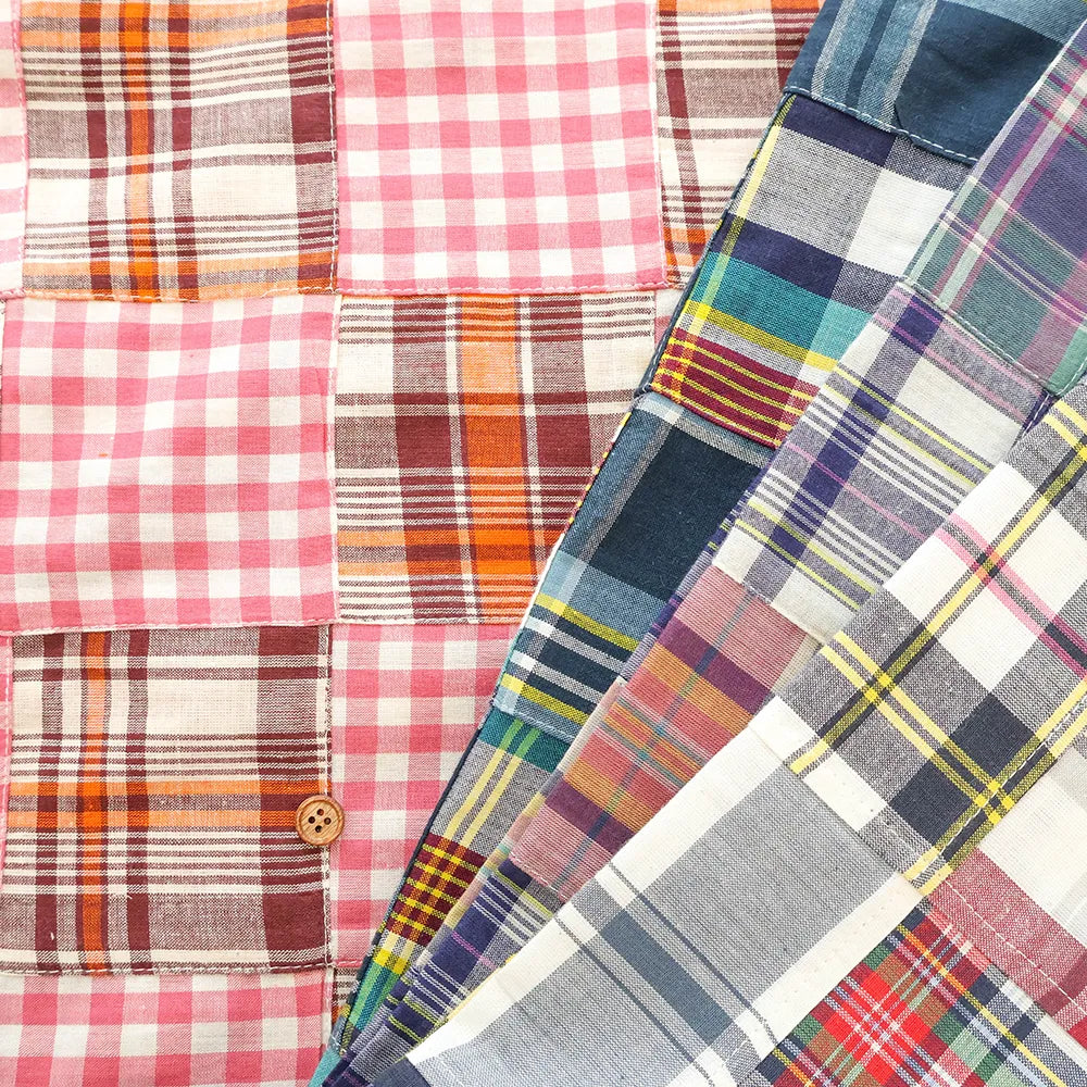 Made in India Cotton Patchwork Printed Fabric - Madras check - nomura tailor