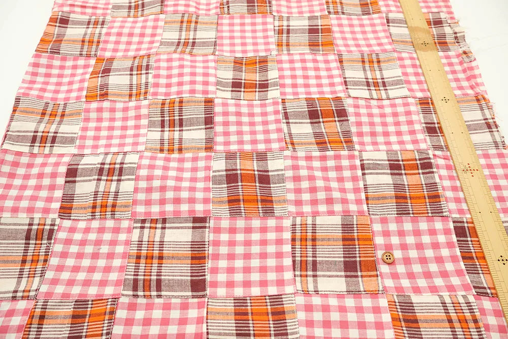 Made in India Cotton Patchwork Printed Fabric - Madras check - nomura tailor