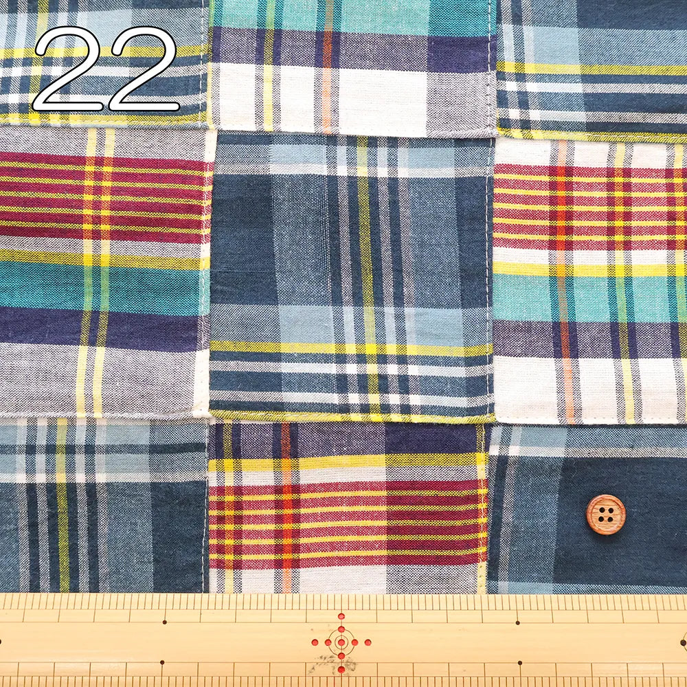 Made in India Cotton Patchwork Printed Fabric - Madras check - nomura tailor