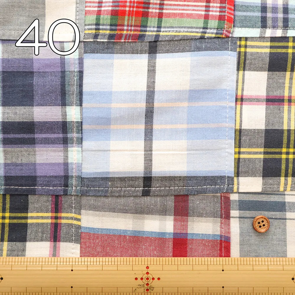 Made in India Cotton Patchwork Printed Fabric - Madras check - nomura tailor