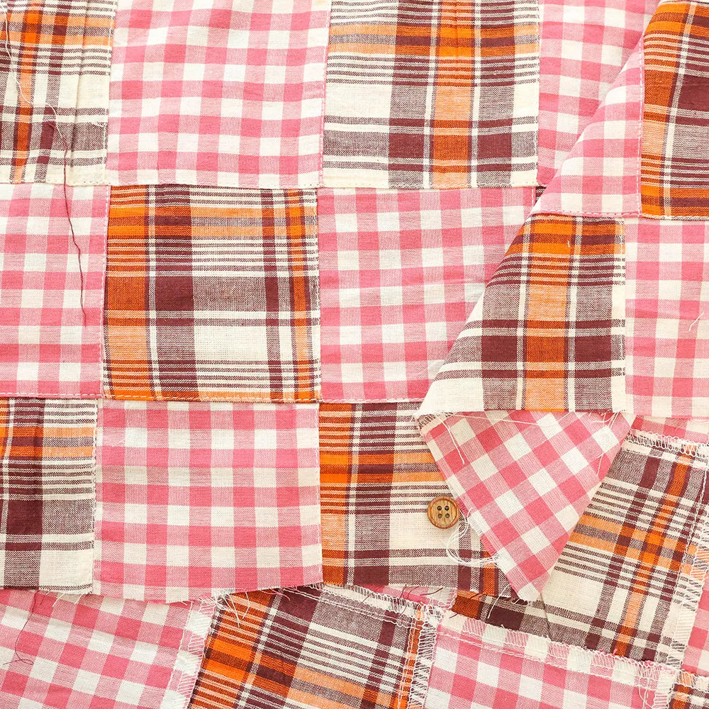 Made in India Cotton Patchwork Printed Fabric - Madras check - nomura tailor
