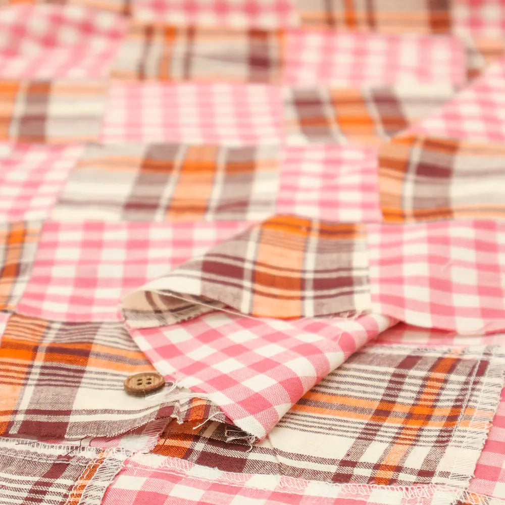 Made in India Cotton Patchwork Printed Fabric - Madras check - nomura tailor