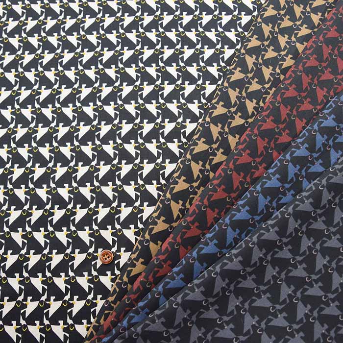 80 Cotton Satin Printed Fabric Silhouette Dog - nomura tailor