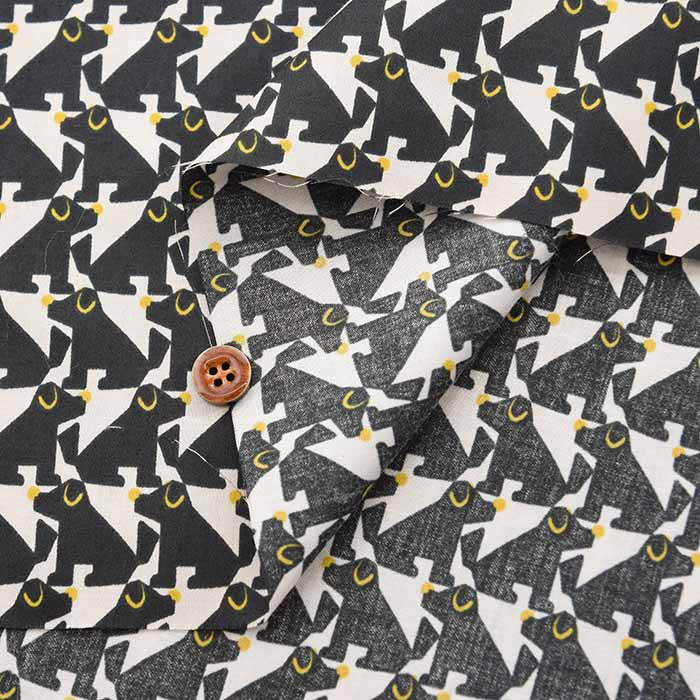 80 Cotton Satin Printed Fabric Silhouette Dog - nomura tailor