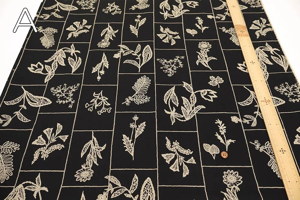 Cotton 60 Typewriter Printed Fabric - Embroidery-Style - nomura tailor