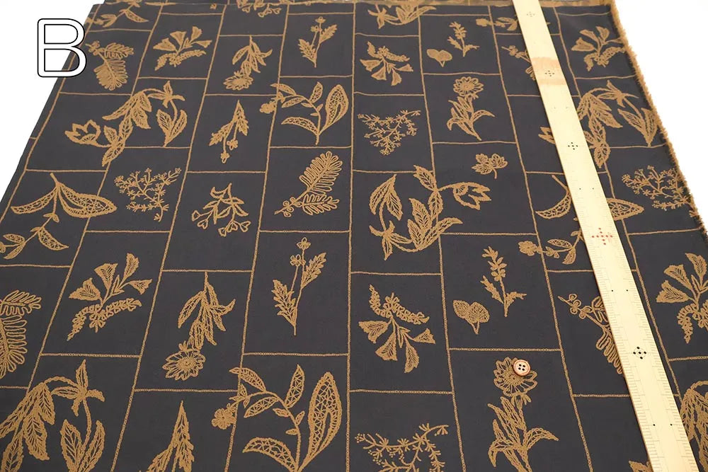 Cotton 60 Typewriter Printed Fabric - Embroidery-Style - nomura tailor