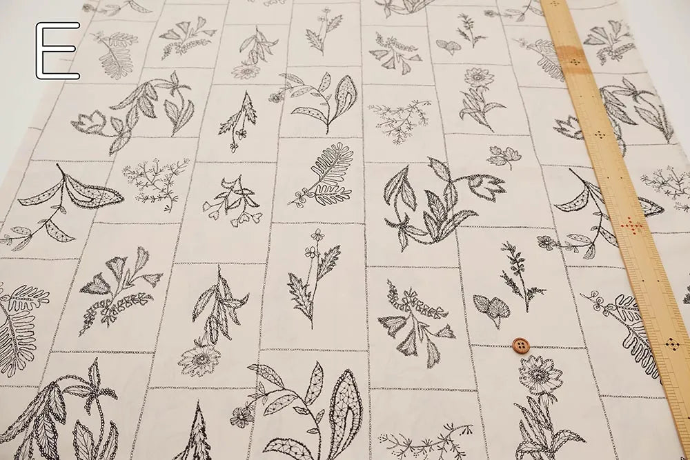 Cotton 60 Typewriter Printed Fabric - Embroidery-Style - nomura tailor
