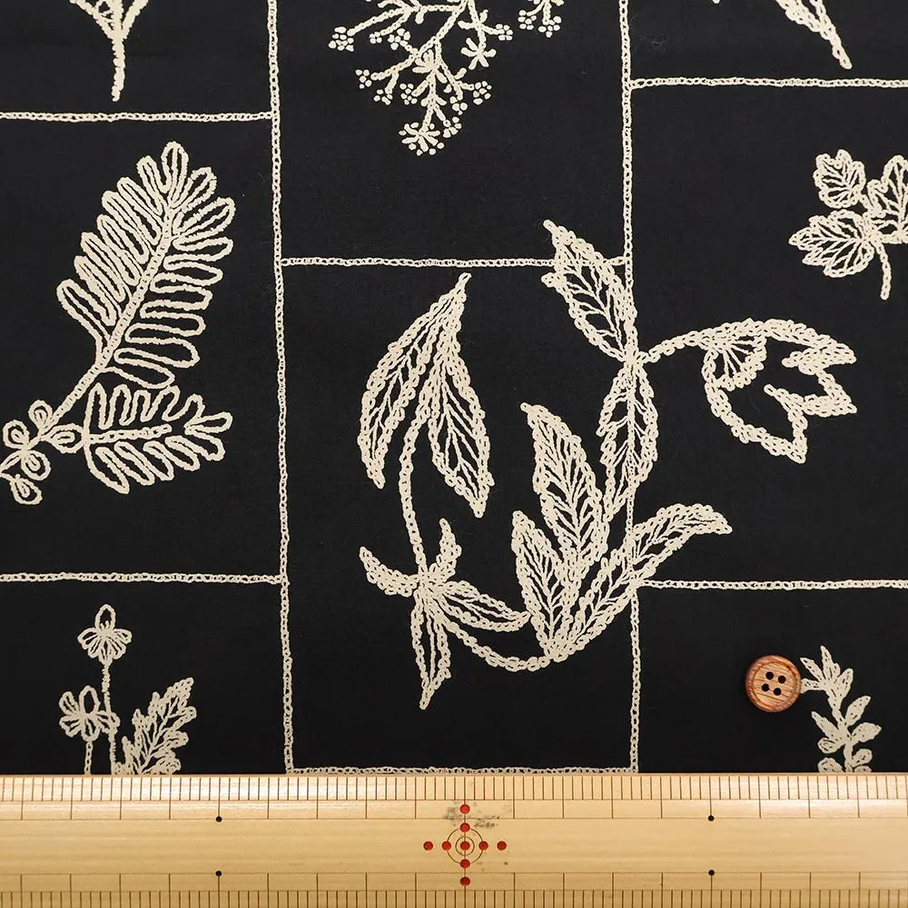 Cotton 60 Typewriter Printed Fabric - Embroidery-Style - nomura tailor