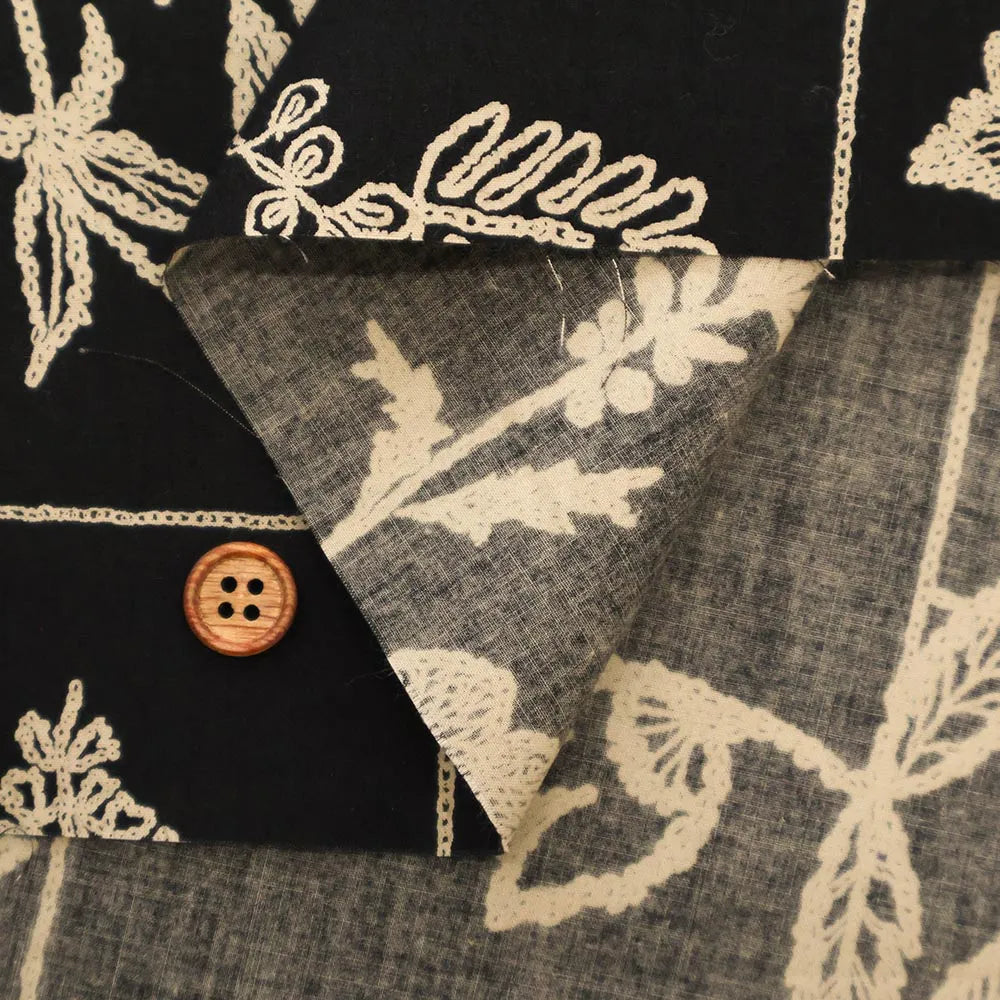 Cotton 60 Typewriter Printed Fabric - Embroidery-Style - nomura tailor